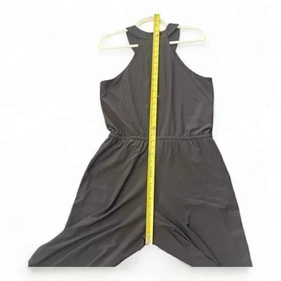 Athleta Mercer Wide Leg Cropped Halter Style Jumpsuit Back Cut Out Black 8 - Picture 8 of 12